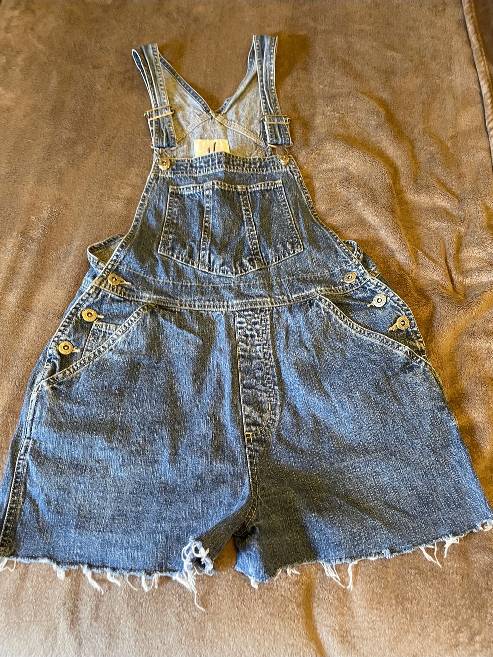 Classic Denim Short Overalls Romper - Blue